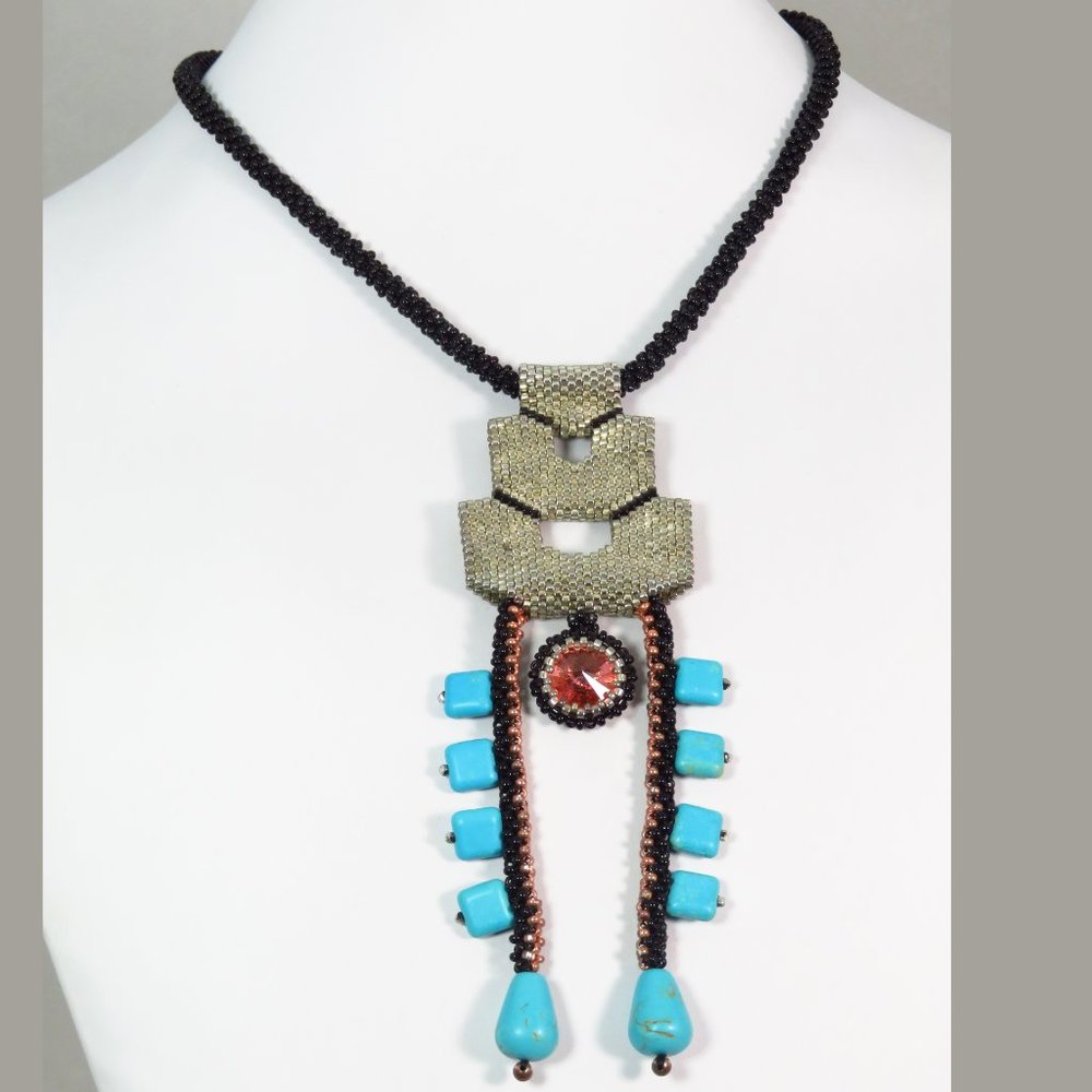 Southwestern "Squash Blossom" style beaded choker